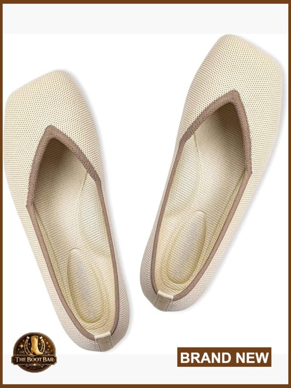 Wide Toe Box Knit Ballet Flats Slip-On Shoes Sewn Construction Comfortable